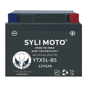 باتری موتورسیکلت 12ولت 5 آمپر سایلی موتو مدل YTX5L-BS
