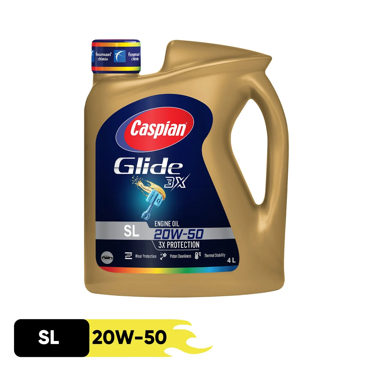 روغن موتور خودرو بنزینی کاسپین مدل SL 20W-50 Super Motor Oil حجم 4 لیتر
